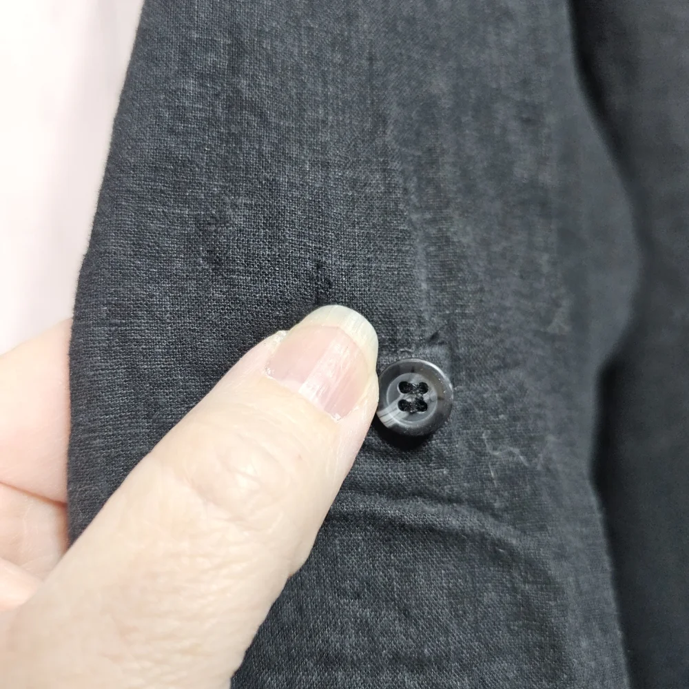 Risen Los Angeles Women's Black Linen Blend Relaxed Fit Button Up Shirt Size M/L - Picture 8 of 14